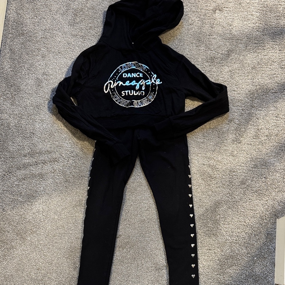 London dance Pineapple Studio Black Dance Studio cropped Hoodie and Leggings Set